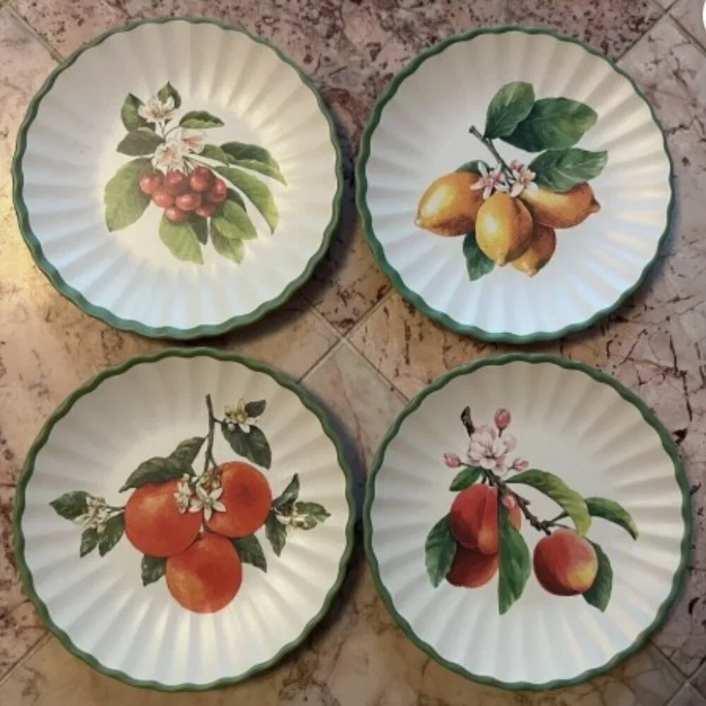 NEW Set of 4 Farmhouse by Rachel Ashwell Fruit Themed Melamine Salad Plates